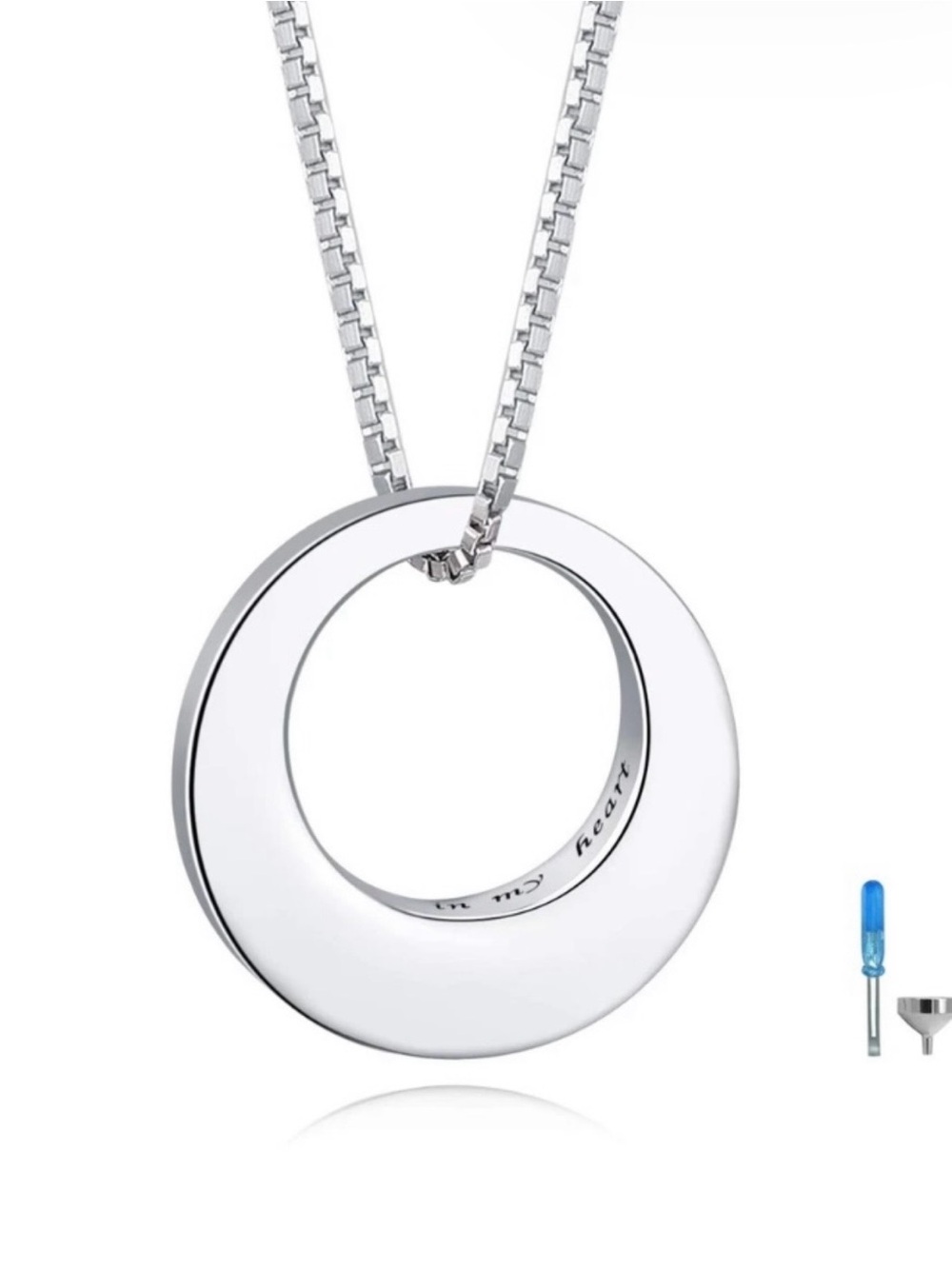 Sterling Silver Open Circle Pendant Necklace - .925 Sterling - ( URN for ashes )
